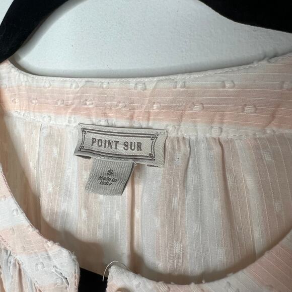 J. Crew Point Sur Pink & Cream Striped Swiss Dot Top Small - Picture 3 of 6